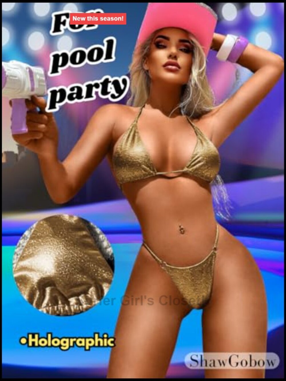 Sparkly String Bikini High Cut Thong 2 Piece Sexy Swimsuit - Picture 3 of 6